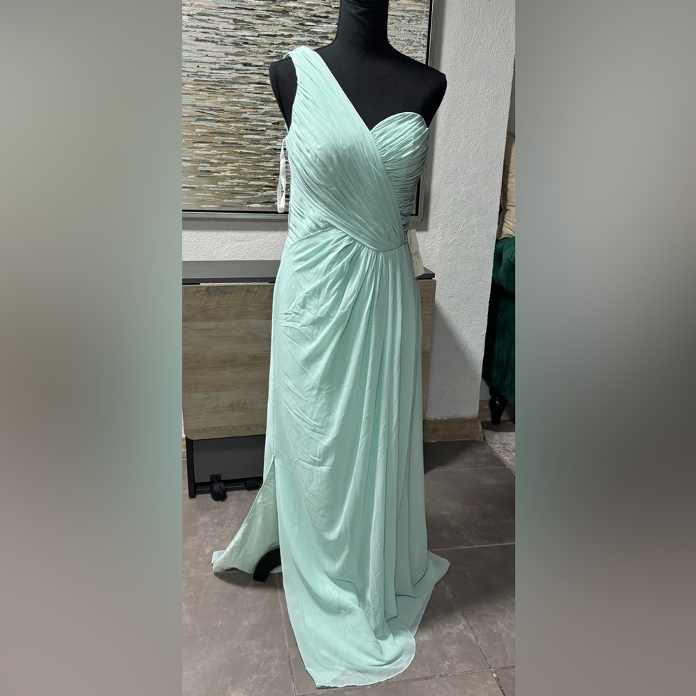 Bill Levkoff Green One-Shoulder Gown for Weddings
